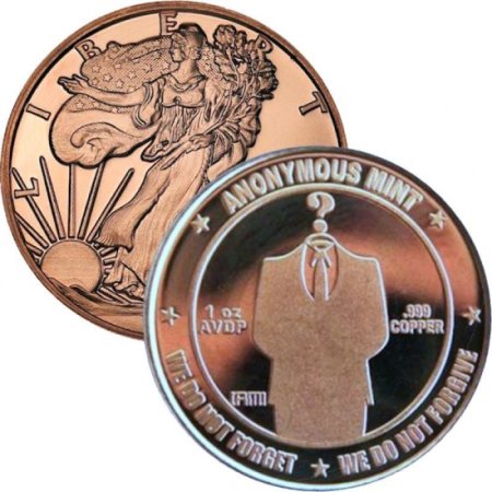 (image for) Walking Liberty / Faceless Man 1 oz .999 Pure Copper Round (Anonymous Mint)
