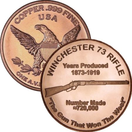 (image for) Winchester '73 Rifle 1 oz .999 Pure Copper Round