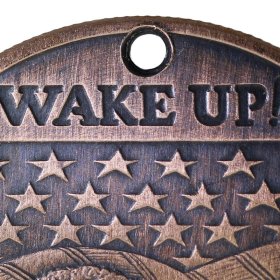 Wake Up! Copper Dog Tag Necklace