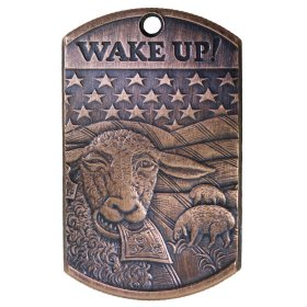 Wake Up! Copper Dog Tag Necklace