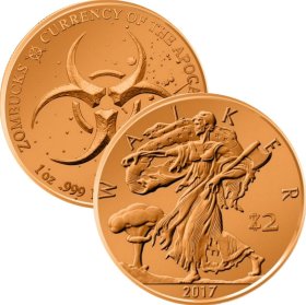 Walker 1 oz .999 Pure Copper Round (1st Design of the Zombucks Series)