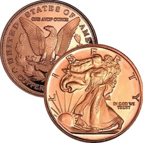 Walking Liberty Design (Sunshine Mint) 1 oz .999 Pure Copper Rounds