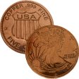 (image for) Walking Liberty 5 oz .999 Pure Thick Copper Round Bar