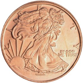 Walking Liberty Design (Shield Back ~ 2011) 1 oz .999 Pure Copper Round