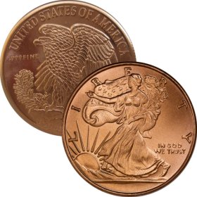 Walking Liberty - United States Of America - Eagle Back 1oz .999 1 oz .999 Pure Copper Round