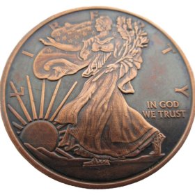 Walking Liberty 1 oz .999 Pure Copper Round (Presston Mint) (Black Patina)