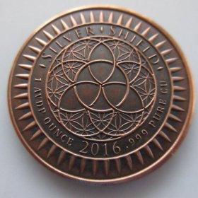 Warbird 1 oz .999 Pure Copper Round (2016 Silver Shield) (Black Patina)