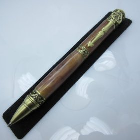 Wild Card Twist Pen in (Burley Oak Acrylic) Antique Brass