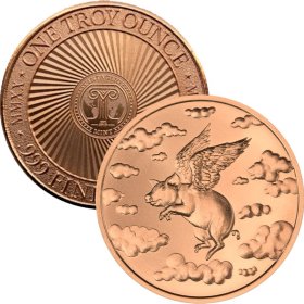 When Pigs Fly 1 oz .999 Pure Copper Round