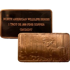 Whitetail Deer (American Wildlife Set) 1 oz .999 Fine Copper Bar