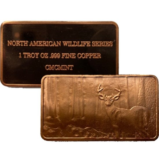 (image for) Whitetail Deer (American Wildlife Set) 1 oz .999 Fine Copper Bar