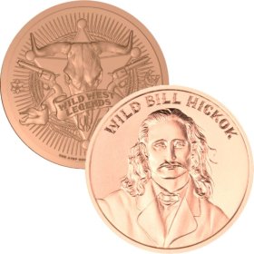 Wild Bill Hickok (Wild West Reverse) 1 oz .999 Pure Copper Round