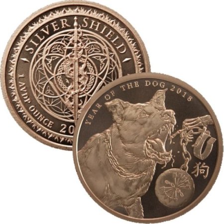 (image for) Year Of The Dog #83 (2018 Silver Shield - Mini Mintage) 1 oz .999 Pure Copper Round