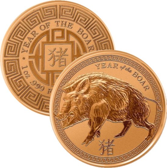 (image for) Year Of The Boar 1 oz .999 Pure Copper Round