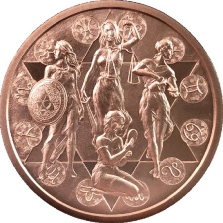(image for) Zodiac Virtues #155 (2020 Silver Shield - Mini Mintage) 1 oz .999 Pure Copper Round