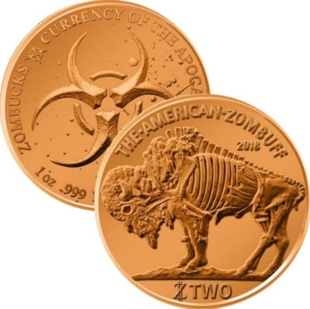 (image for) Zombuff 1 oz .999 Pure Copper Round (3rd Design of the Zombucks Series)